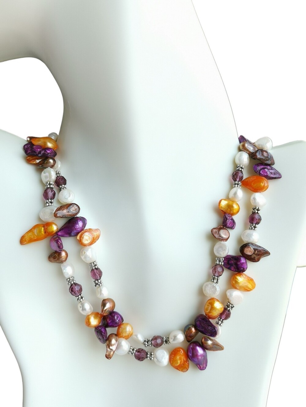 Blister Pearl Necklace in Purple Orange White 🆕